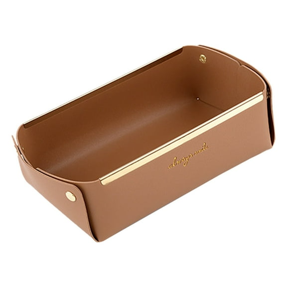 Ctnporpo Desktop Leather Storage Box Foldable Organizer Basket with Hand le Cosmetics Snacks Sundries Storage Storage Shelves Closet Organizers