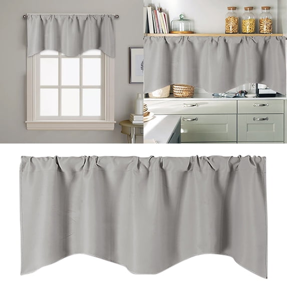 Ctnporpo Door Curtain Kitchen Shading Window Curtain Solid Color Pocket Fan Shaped Curtain Short Curtain 52 X 18 Inches Blackout Curtain Sheer Curtain