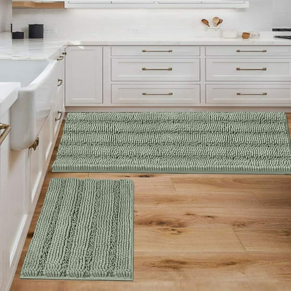 Ctnporpo Extra Thick Striped Bath Rugs (Set of 2) Anti Slip Bath Mats Soft Plush Yarn Shaggy Mat Living Room Bedroom Mat Floor Water Absorbent Area Rug Carpet
