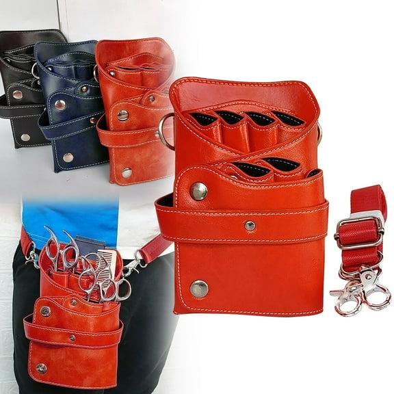 Ctnporpo Hair Tool Bag Faux Leather Salon Bag Portable Hairdresser Bag with Waist Shoulder Belt Hairdresser Scissor Multifunction Tools Bag for Comb Clip Shear Bag Storage Shelves Closet Organizers