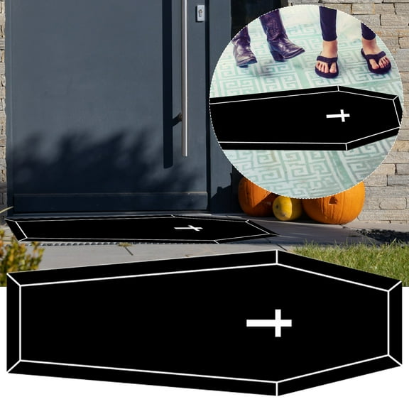 Ctnporpo Halloween Carpet Dark Gothic Carpet for Living Room Decoration Coffin Shaped Rug Soft Non Slip Bedroom Home Party Area Rug Carpet