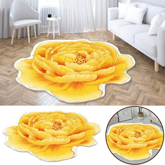 Ctnporpo Heat Transfer 3D Shaped Flower Floor Mat Sofa Bedroom Living Room Carpet Area Rug Carpet