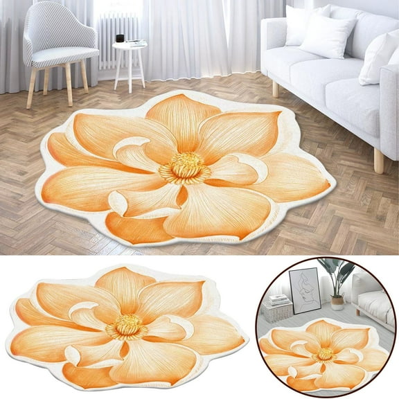 Ctnporpo Heat Transfer 3D Shaped Flower Floor Mat Sofa Bedroom Living Room Carpet Area Rug Carpet
