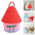 thumbnail image 1 of Ctnporpo House Shape Cotton Rope Woven Storage Basket With Lid Large Capacity Cute Bedroom Storage Toy Baskets Storages Charming Home Bin Toy Organizer Basket, 1 of 7