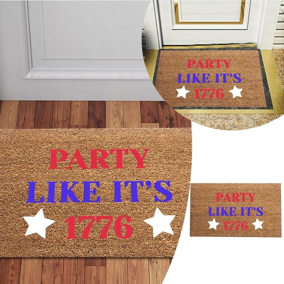 Ctnporpo Independence Day Floor MATS Creative Blue and White Doormats Welcome Living Room Area Rug Carpet