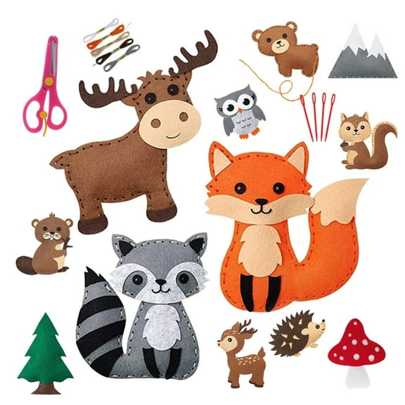 Ctnporpo Kids Sewing Kit Animals Craft Kit Make Your Own Stuffed Animal Kit Art and Craft Toys for Boys and Girls Childrens DIY Crafting and Sewing DIY Knitting Crochet Hook Set