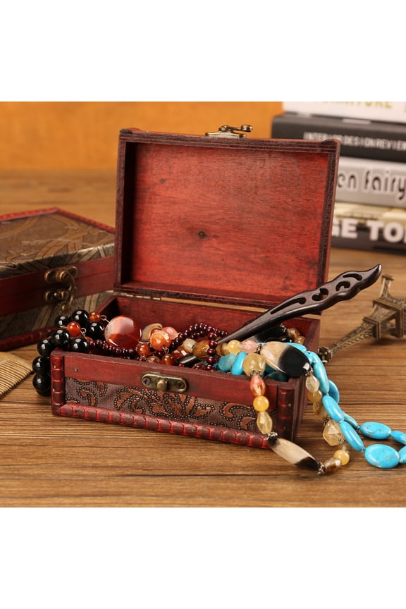 Lock Jewelry Box for Storing Jewelry T Box Metal with Mini Hand made Wood Vintage Housekeeping & Organizers Storage Shelves Closet Organizers