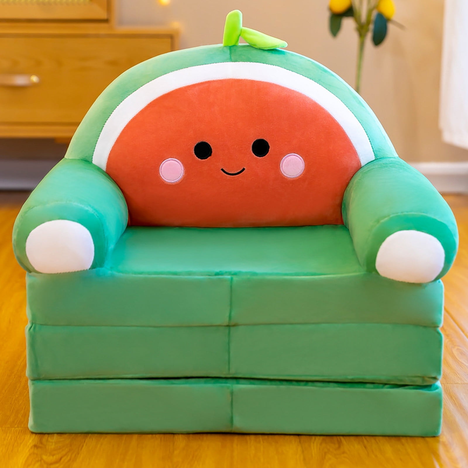 Red Smiley Cartoon Kids Sofa & Bed – Fun & Cozy Convertible Seat