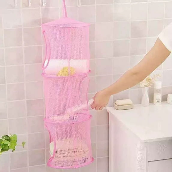 Ctnporpo Storage Case Colorful Mesh Hanging Multi Layer Storage Hanging Cage Hanging Cage Cylindrical Storage Hanging Bag Hanging Basket Storage Shelves Closet Organizers