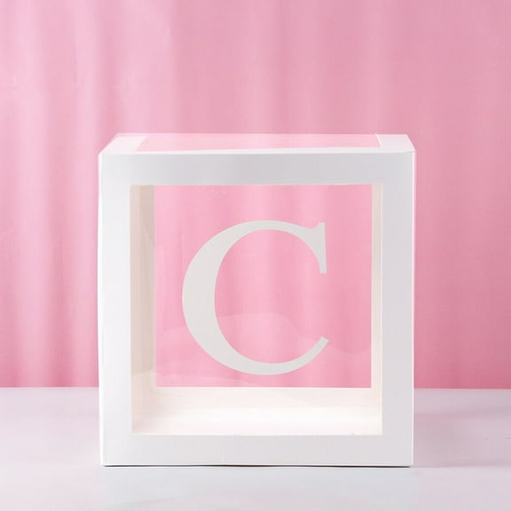 Ctnporpo Storage Case Letter A- Z Transparent Gift Boxes Kid Birthday Baby Shower Party Decoration Storage Shelves Closet Organizers
