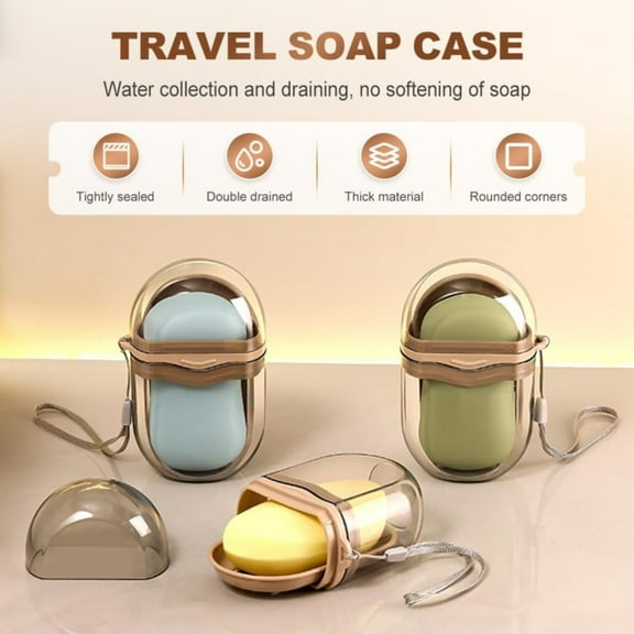 Ctnporpo Travel Soap Case 2025 New Leakproof Soap Holder with Lid Portable Soap Case Soap Dish with and Proof Perfect for Bathroom Shower Travel Camp Gym Storage Shelves Closet Organizers