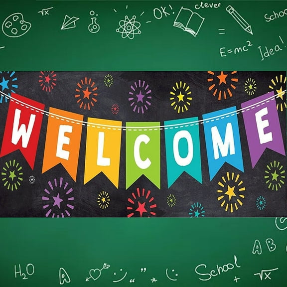 Ctnporpo Welcome Back To School Banner Fabric Wall Decoration for School Supplies Blackout Curtain Sheer Curtain