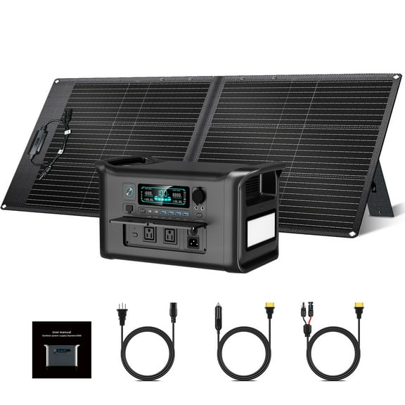 Ctolity 1600W Portable Power Station with 100W Foldable Solar Panel 1024Wh LiFePO4 Battery Solar Generator for Camping & Home Backup