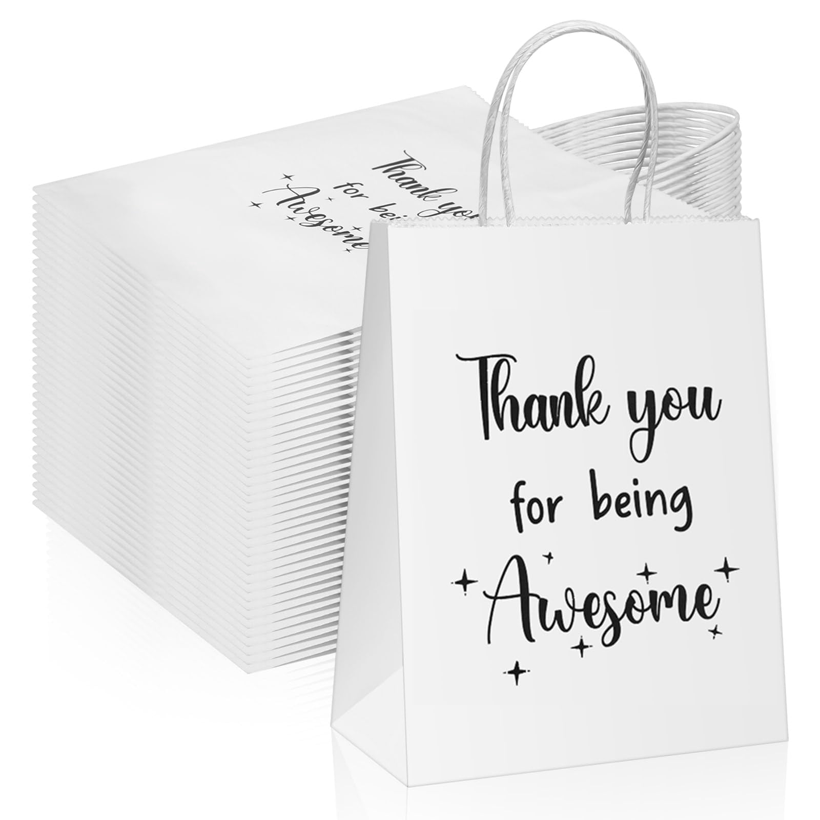 Qilery Kraft Paper Gift Bags - 18 Pack Thank You For Being Awesome Bags With Handles, 5.9x3.1x8.3 Inches - For Employee, Teacher, Nurse, Volunteer Appreciation