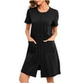 thumbnail image 1 of Ctreela Loose Zip Up Robes for Women Short Sleeves Front Zipper House Coat Short Bathrobes Lightweight Nightgown with Pockets, 1 of 6