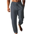 thumbnail image 1 of Ctreela Pants for Men Casual Beach Hawaii Vacation Straight-Leg Pants Elastic Waist Drawstring Baggy Trousers with Pockets, 1 of 5
