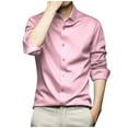 thumbnail image 1 of Ctreela Satin Luxury Dress Shirt for Mens Slim Fit Silk Casual Party Long Sleeve Fitted Wrinkle Free Business Blouses Tops, 1 of 2