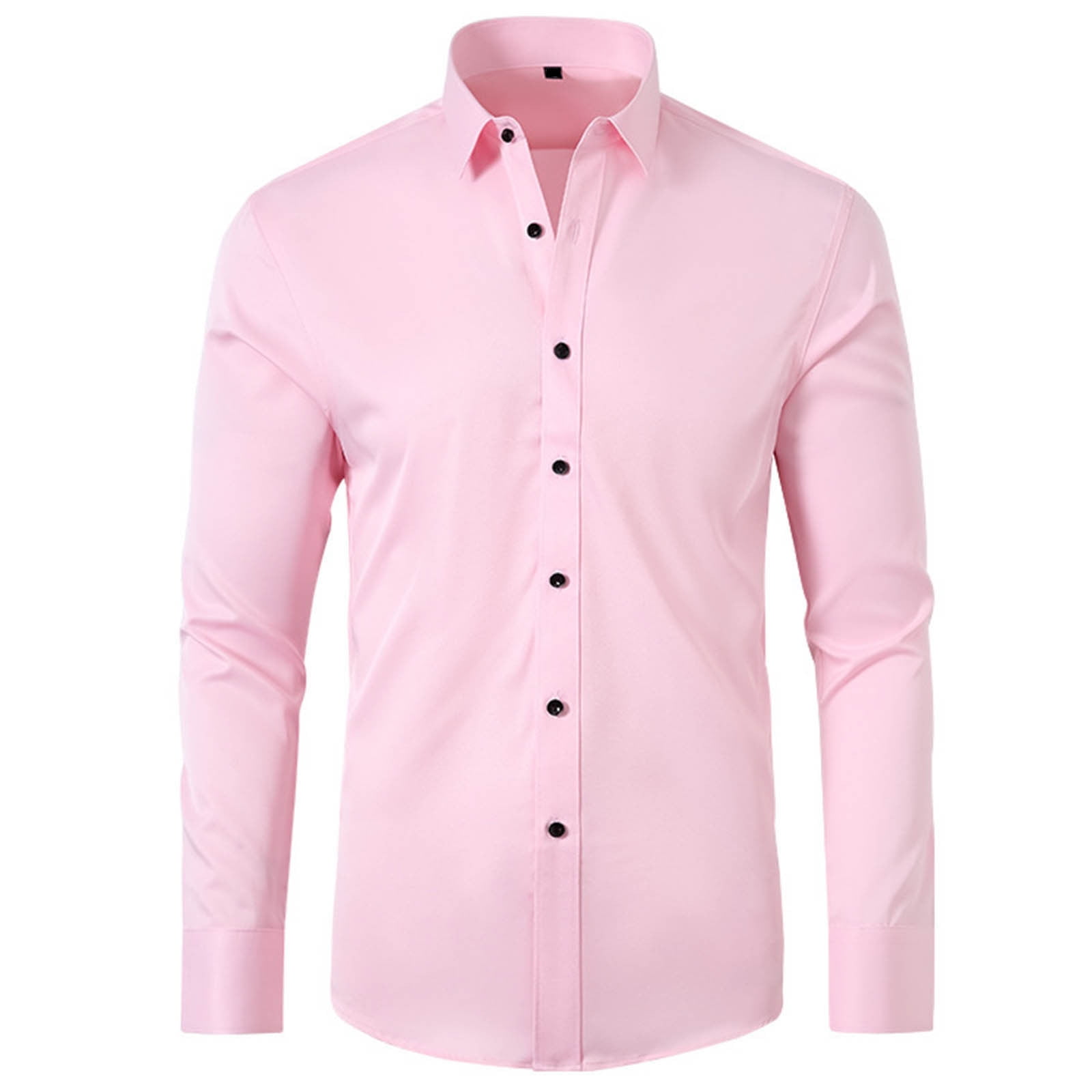Ctreela Solid Color Soft Button Down Shirts for Mens Cotton Long Sleeve Casual Regular Fit 4 Way Stretch Dress Shirt Walmart