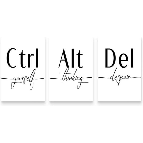 Ctrl Alt Del Wall Art Control Yourself Alter Your Thinking Delete Negativity Wall Art Inspirational Motivational Poster Positive Affirmations Posters for Home Classroom Room Wall Decor 12"x16"