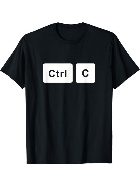 Ctrl + C Control Copy Paste T-shirt Matching Funny HumorMen and women, Black T-shirt, size: Extra large S-4XL