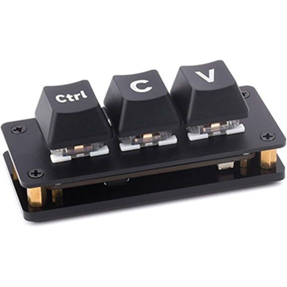 Ctrl C/V Shortcut 3-Key Keyboard for Programmers, Adopts RP2040 Chip with Programmable Custom Key Functions and RGB LED Effect, Dual Type-C Ports, Plug and Play Driver Free (Acrylic Cover)