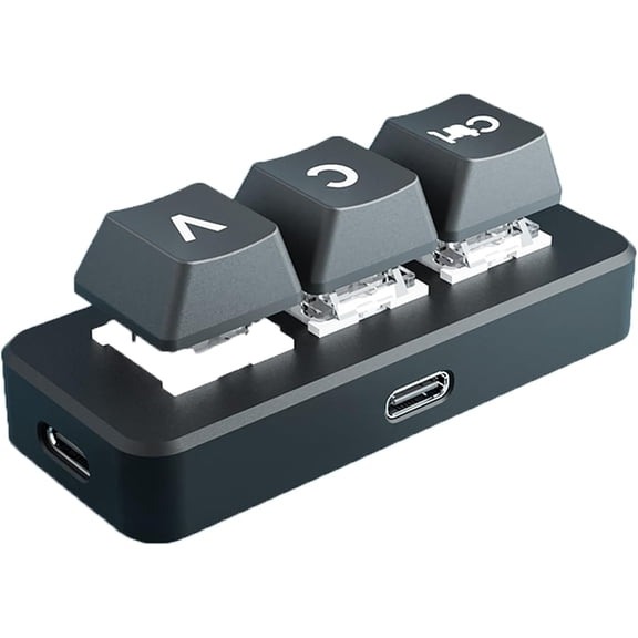 Ctrl C/V Shortcut Keyboard for Programmers, 3-Key Development Board Adopts RP2040 Chip with Programmable Custom Key Functions,RGB LED Effect, Dual Type-C Ports, Plug and Play Driver Free (CNC Case)