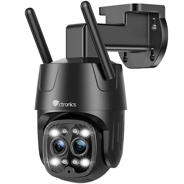 Ctronics 2.5K 4MP DualLens Security Camera, Outdoor WiFi 2.4/5GHz, 360