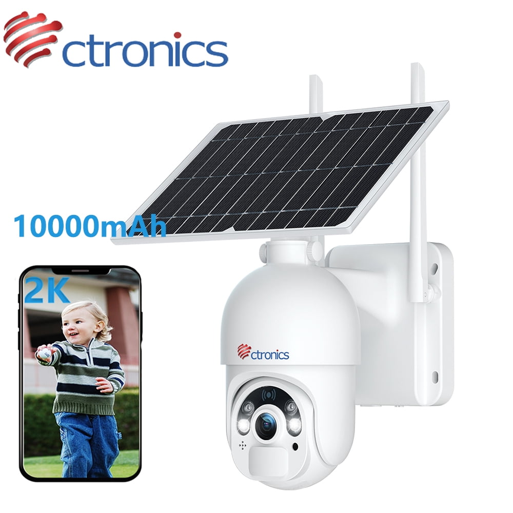 Ctronics 2K S20-4MP Outdoor Security Camera with 360° View, Spotlight, 2560x1440P, 2 Channels, 4MP, White, 1