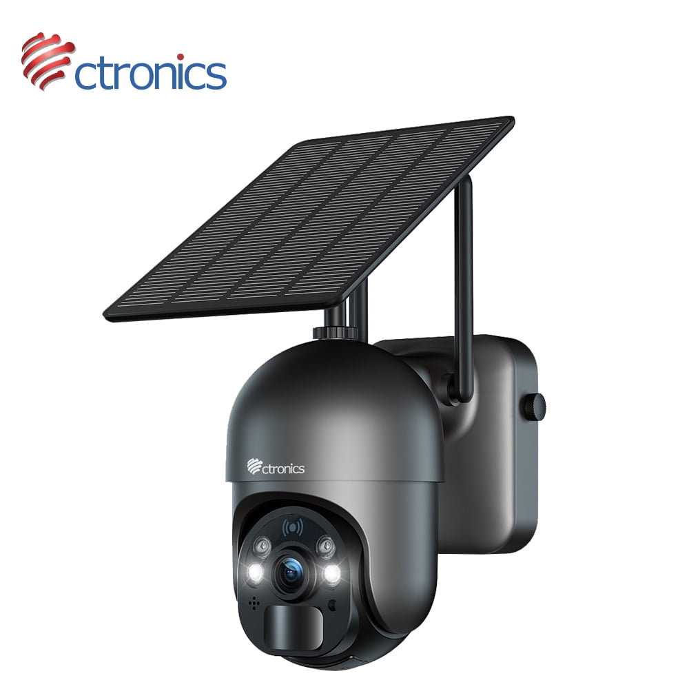 Ctronics 2K Outdoor Security Camera, 2.4G WiFi Solar/Battery Powered