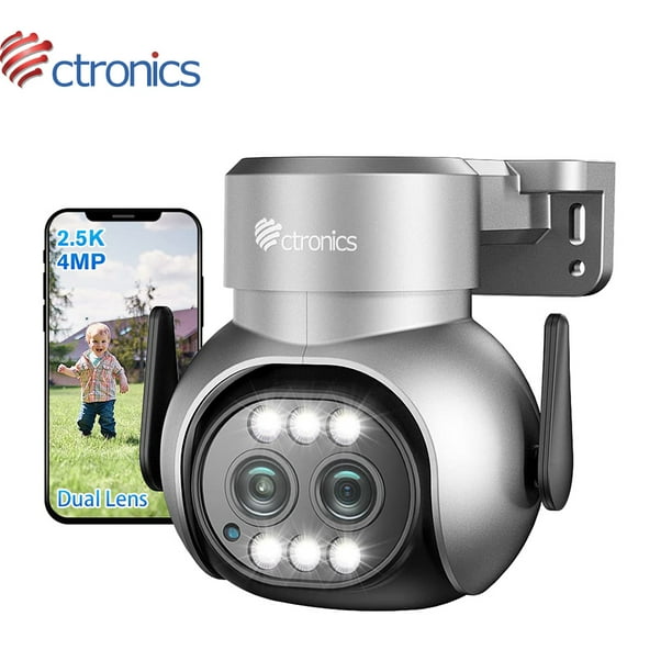 Ctronics 4MP Dual Lens Security Camera with 6X Hybrid Zoom, 2.4/5GHz