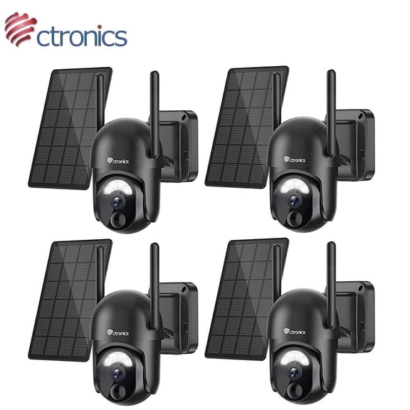 Ctronics CTIPC-670C 4-Pack 2K Outdoor Surveillance Cameras, 4MP with Solar Panels