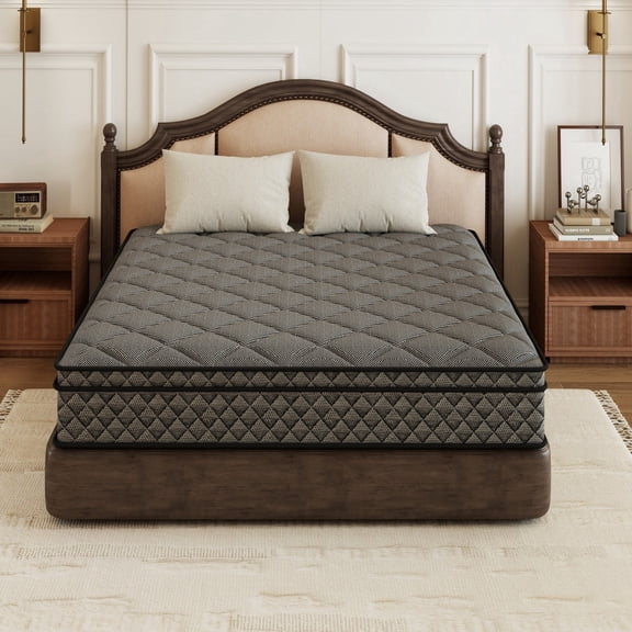 Zaxzudu 14 Inch Hybrid Mattress, King Size, Pocket Coil & Cooling Memory Foam Mattress in a Box, Medium Firm for Back Pain Relief, Breathable & Supportive
