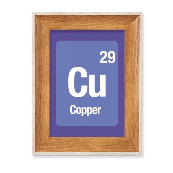 Cu Copper Checal Element Science Desktop Wooden Photo Frame Display Picture Art Painting Multiple Sets