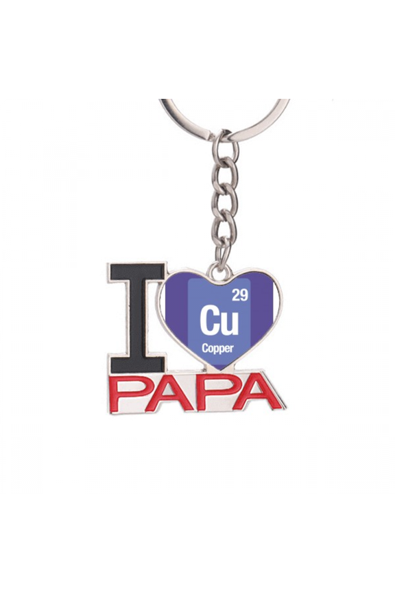 Cu Copper Checal Element Science Keychain Metal Keyring Holder Love PAPA Father