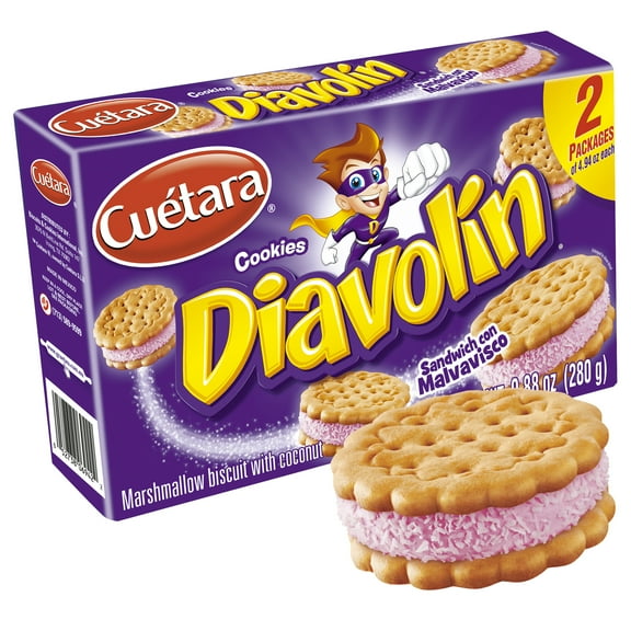 Cuétara Diavolin Marshmallow Sandwich 9.88 oz (280 g), 2 Packages of 4.94 oz.
