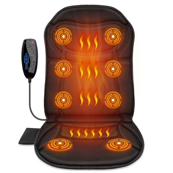 CuPiLo Back Massager Seat Cushion with Heat, Vibration Massager Chair Pad with 8 Motors & 2 Heat, 5 Vibration Modes