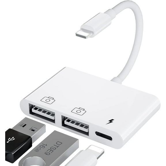 CuWire 3 in 1 USB Male to Female OTG Data Sync Cable with Charging Port, White