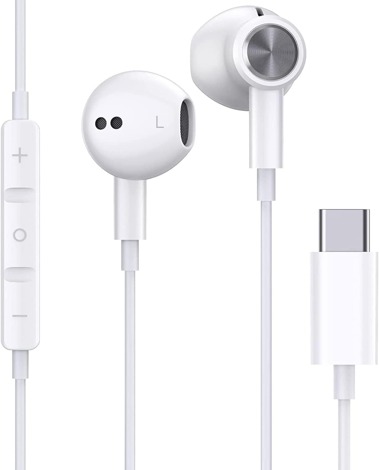 Hi Fi USB C Earbud Headphones with Mic Remote Noise Cancelling Compatible with Pixel Moto Z Huawei HTC Essential Phone White in Nepal at NPR