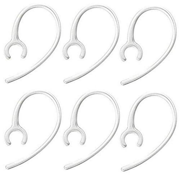 CuWire Universal Replacement Ear Hooks For Wireless Bluetooth Headset, Clear, 6 Pack