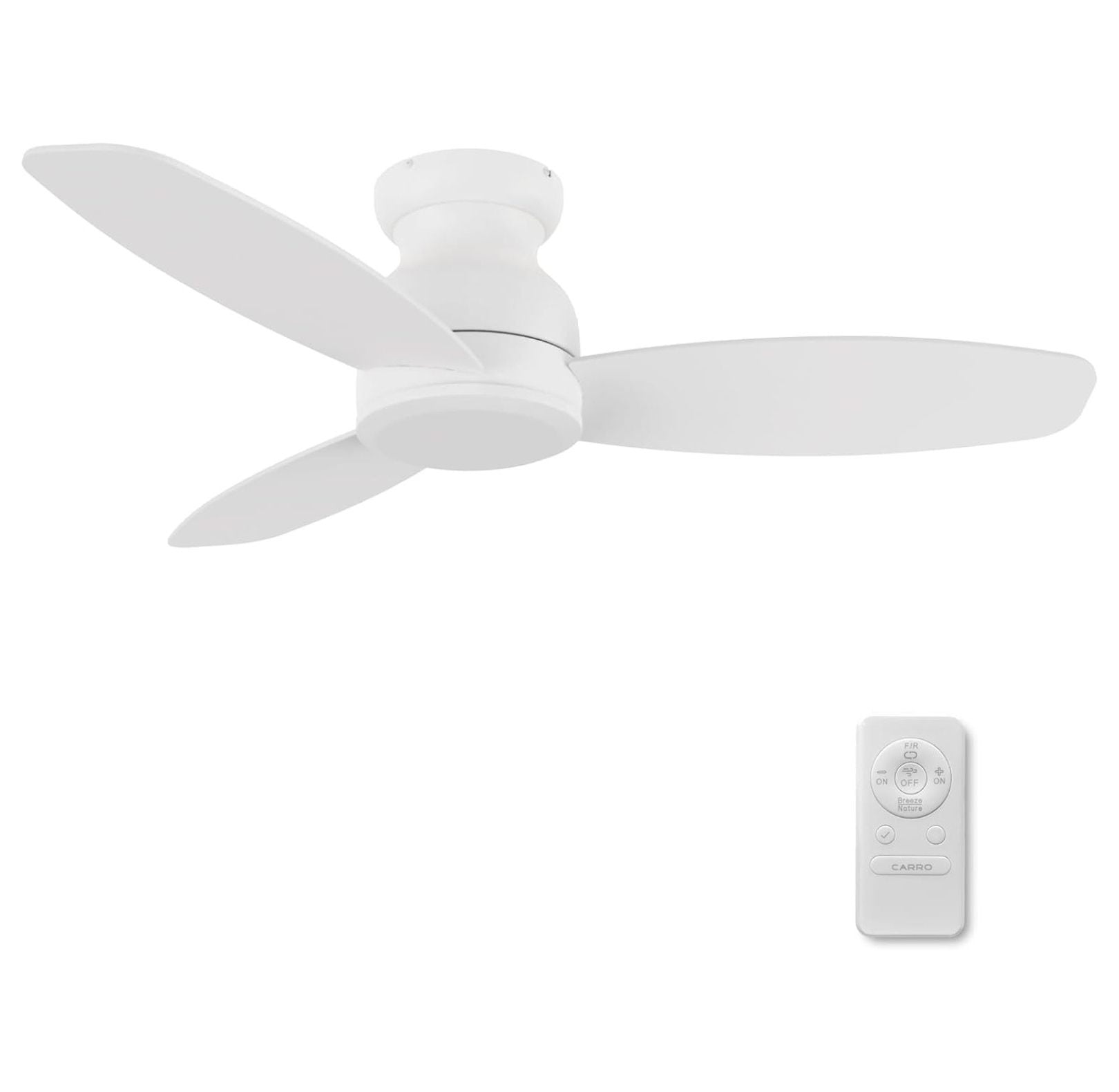 CuYeHt Inch White Ceiling Fan No Light Flush Mount, 10 Speeds Reversible Quiet DC Motor Low