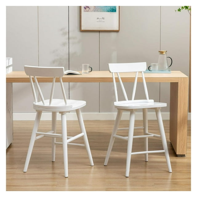 CuYeHt White Wood Bar Stools Set of 2, Farmhouse Counter Stools 24