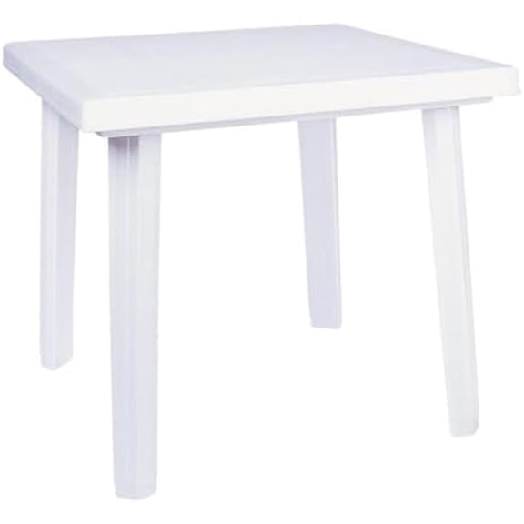 Cuadra 31" Square Resin Patio Dining Table in White, Commercial Grade$$Garden & Patio