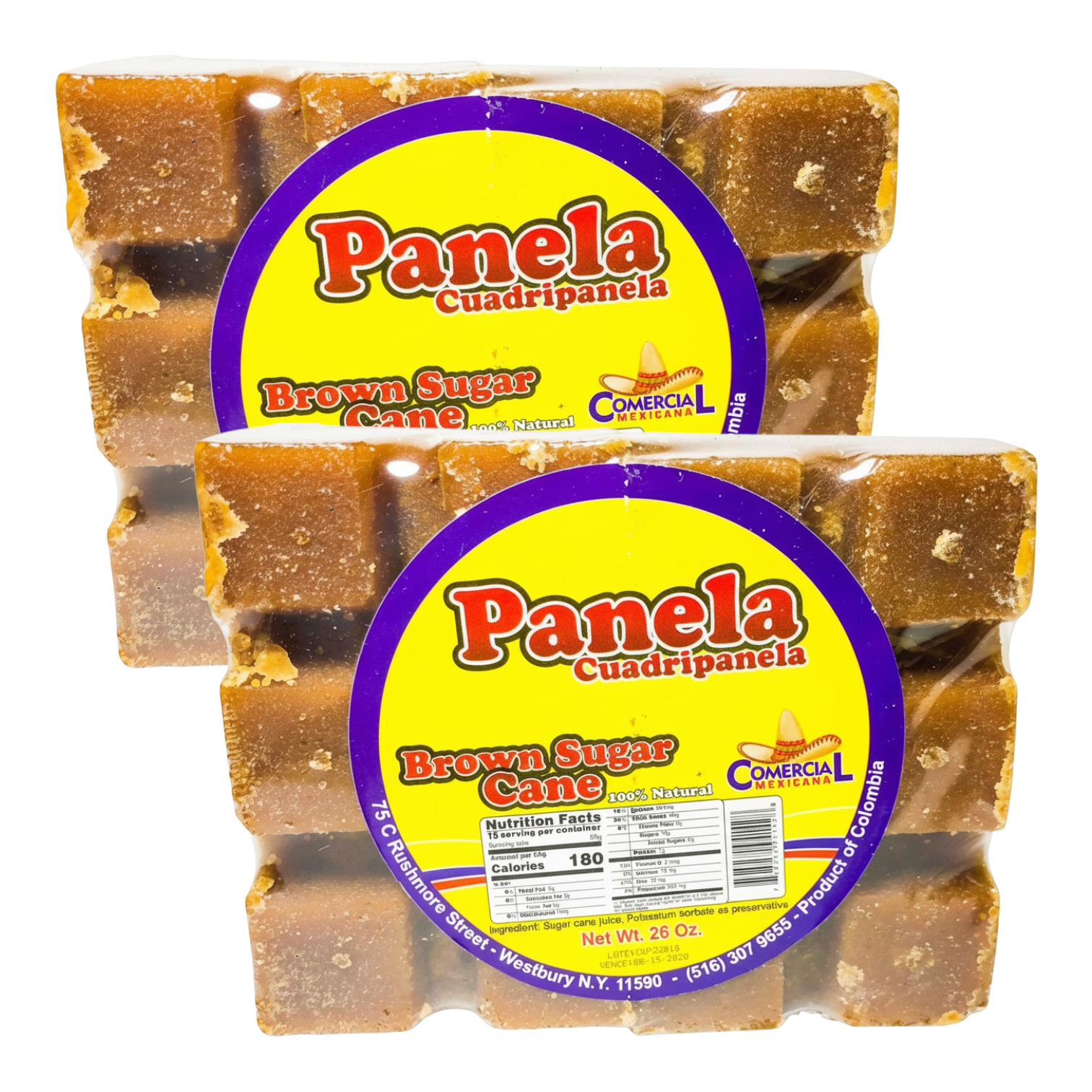 Cuadripanela Colombian Panela - Pure Unrefined Cane Sugar, 26 oz (Pack of 2)