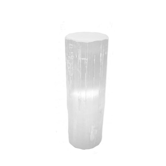 CuartoAstral Selenite Crystal Flat Top Lamp12"-14" TallWhite Cord Dimmable Rotary Switch LED Bulb Included