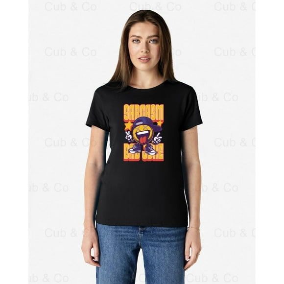 Cub & Co72 Emoji Peace T Shirt with Fun Character Laugh and Smile, for unisex up to 5XL