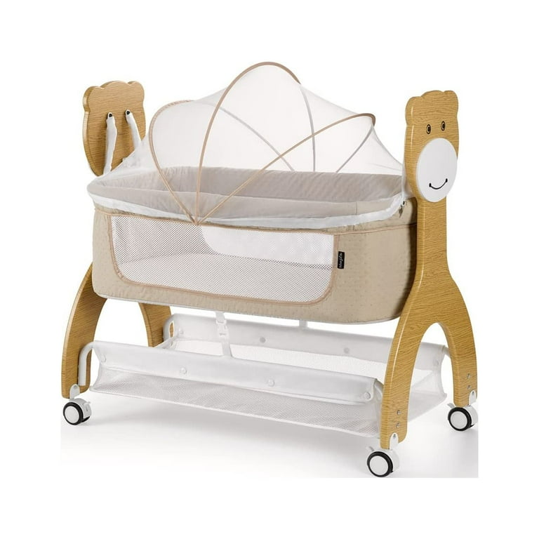 Cub Portable Bassinet in Beige Multi Use Baby Bassinet with Locking Wheels Large Storage Basket Mattress Pad Included JPMA Certified Walmart