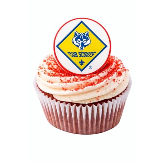 Cub Scouts Cupcake Rings  Set of 12 | Blue & Yellow Cub Scout Emblem Cupcake Toppers | Party Decorations for Pack Meetings & Scouting Events