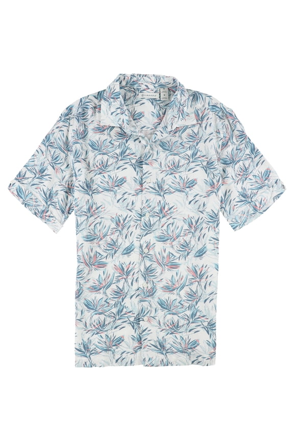 Mens Classic Fit Short Sleeve Floral Button-Down Button Up Shirt, Multicoloured, Medium