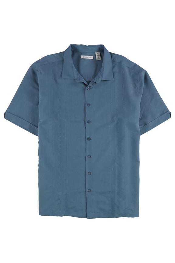 Mens Embroidered Button Up Shirt, Blue, Big & Tall, Big 2X