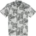 thumbnail image 1 of CubAvera Mens Linen Paisley Button Up Shirt, White, Small, 1 of 2